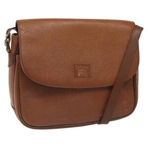Authentic Burberrys Shoulder Bag Leather Brown gold
